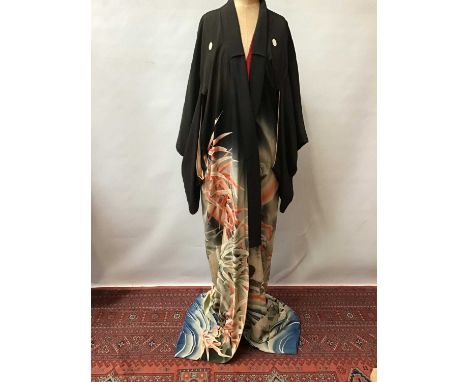 Vintage Coats and other clothes including Chinese robe printed five claw dragon in waves , also Gentleman's tweed coat with v