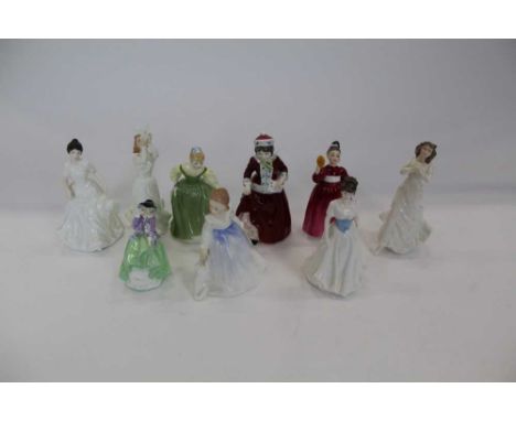 Nine Royal Doulton figures - Best Wishes HN3426, Fair Maiden HN2211, Vanity HN2475, Top o The Hill HN2126, Thinking Of You HN