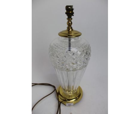 Waterford cut glass lamp with brass fittings and shade