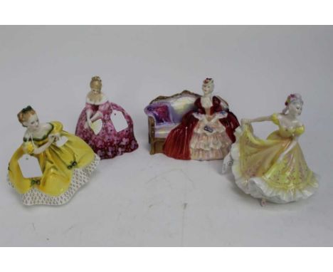 Four Royal Doulton figures - Belle O' The Ball HN1997, Ninette HN2379, The Last Waltz HN2315 and Victoria HN2471