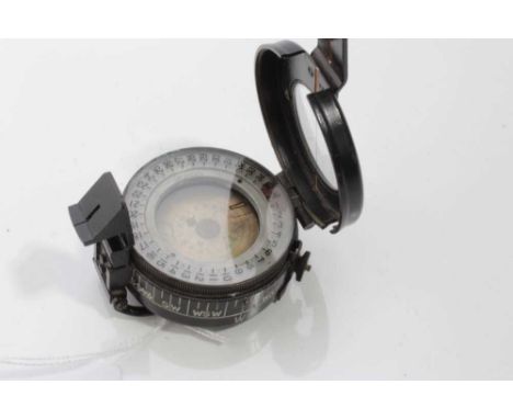 Second World War British Army Officer's Prismatic Compass in black painted finish, stamped R.P.A. No. A1582 1942 MK III A
