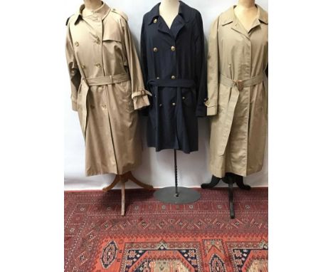 Ladies Burberrys' trench coat size petite 18, Burberrys Scotch House Navy trench size 14 regular, Aquascutum trench size 18 a