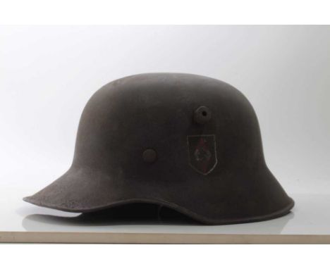 Second World War Nazi M1918 "droop Gill" steel helmet with leather M1930 type liner and double decals