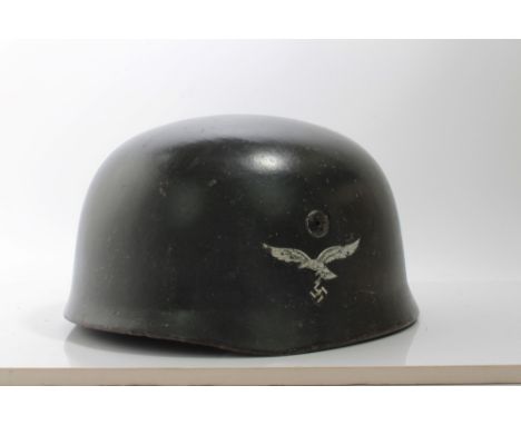 Second World War Nazi Luftwaffe Fallschirmjager (Paratroopers) Steel Combat Helmet, with single Luftwaffe decal, stamped unde