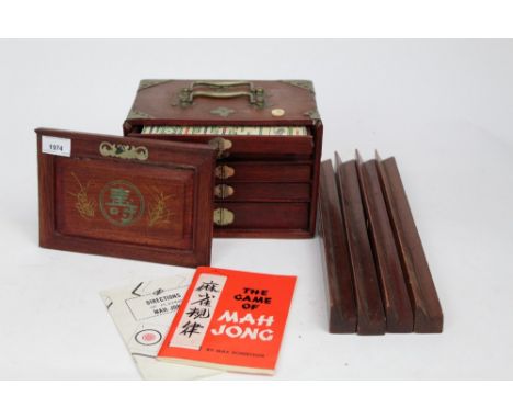 Vintage cased Mah Jong set with instructions