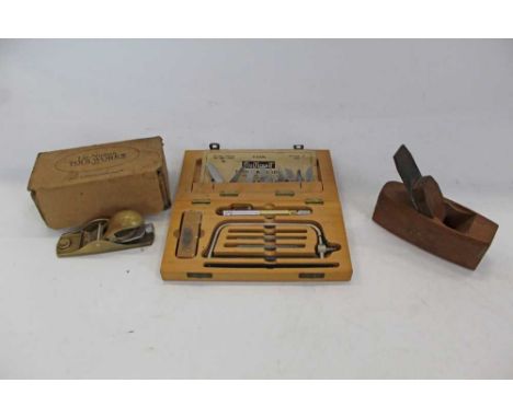 Lie-Nielsen brass plane, with box, a wooden plane and multicraft tool set