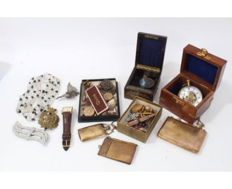 Collection of antique and vintage costume jewellery and bijouterie including gold plated purse cigarette case, various cuffli