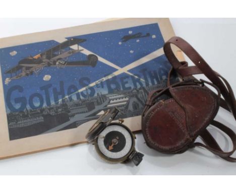 First World War Officers' Verner's Pattern compass dated 1918 in brown leather case by T. French &amp; Son Ltd, London 1917 t