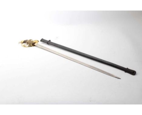 Imperial German 1889 Pattern Infantry Officers' sword with unusual lanyard ring pommel, Eagle guard, straight double fullered
