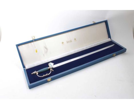 Wilkinson Sword wedding cake cutting sword with etched blade in fitted box
