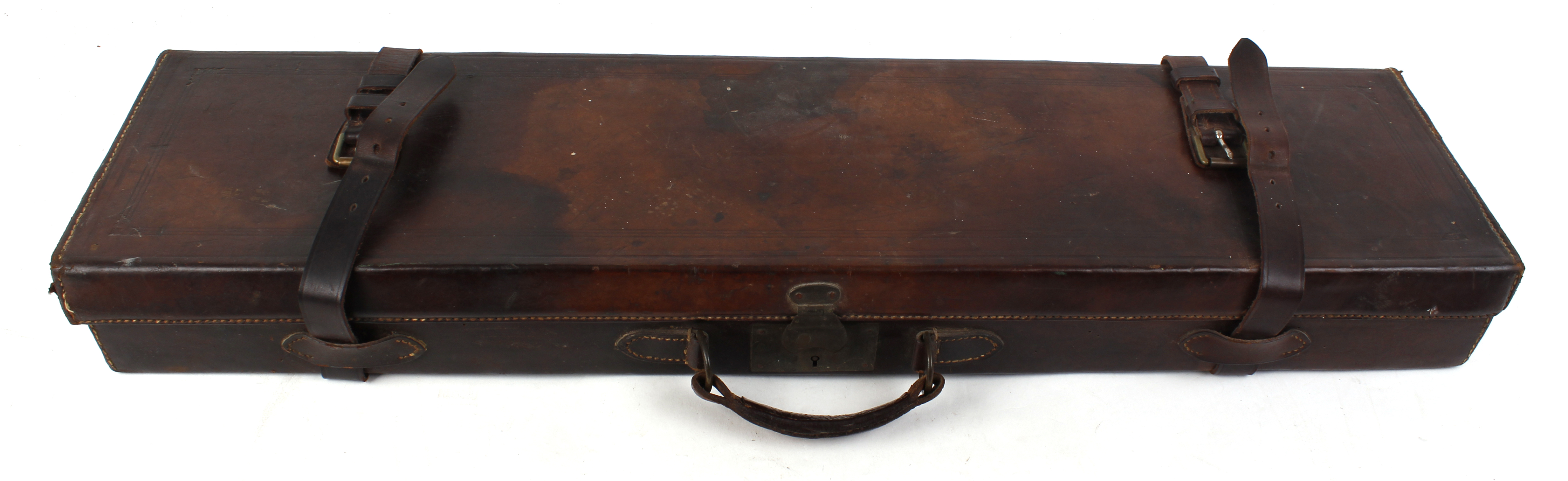 Leather gun case for restoration, the interior for up to 30 ins barrels