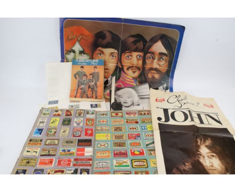 A collection of assorted vintage ephemera. Including Beatles related items, Wings Fan Club No.23 1981, three Marilyn Monroe p