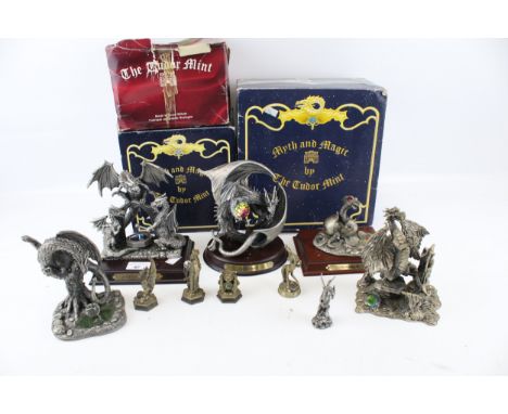 A collection of assorted Tudor Mint Myth and Magic figures. Including five small pieces and five 'One Year Only' pieces, max.