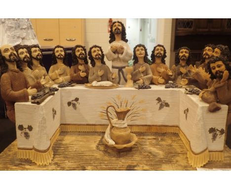 Ceramic model of The Last Supper signed E Pias 2009 L: 46 cm