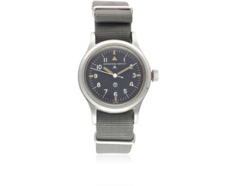 A RARE GENTLEMAN'S STAINLESS STEEL BRITISH MILITARY IWC MARK 11 RAF PILOTS WRIST WATCH DATED 1950Movement: Manual wind, hacki