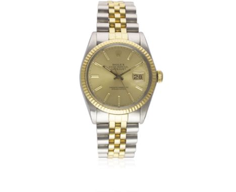 A GENTLEMAN'S STEEL & GOLD ROLEX OYSTER PERPETUAL DATEJUST BRACELET WATCHCIRCA 1991, REF. 16233Movement: 31J, automatic chron
