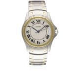 A GENTLEMAN'S STEEL & GOLD CARTIER SANTOS RONDE AUTOMATIC BRACELET WATCH DATED 1997, REF. 1910