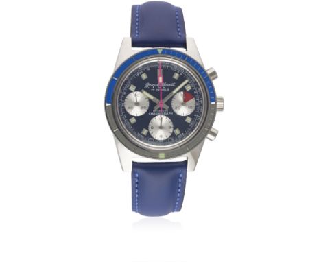 A GENTLEMAN'S "NOS" STAINLESS STEEL JACQUES MONNAT DIVERS CHRONOGRAPH WRIST WATCH CIRCA 1970sMovement: 17J, manual wind, Valj