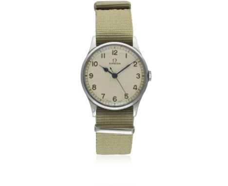 A GENTLEMAN'S STAINLESS STEEL BRITISH MILITARY OMEGA RAF PILOTS WRIST WATCH CIRCA 1940Movement: 16J, manual wind, cal. 30T2SC