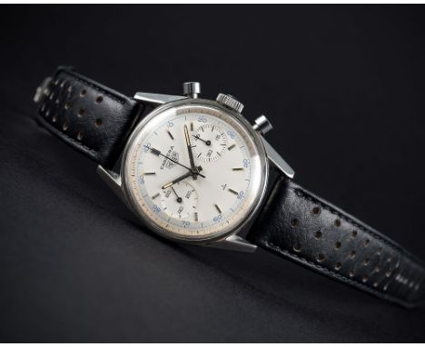 A RARE GENTLEMAN'S STAINLESS STEEL HEUER CARRERA 45 DECIMAL CHRONOGRAPH WRIST WATCHCIRCA 1960s, REF. 3647DMovement: 17J, manu