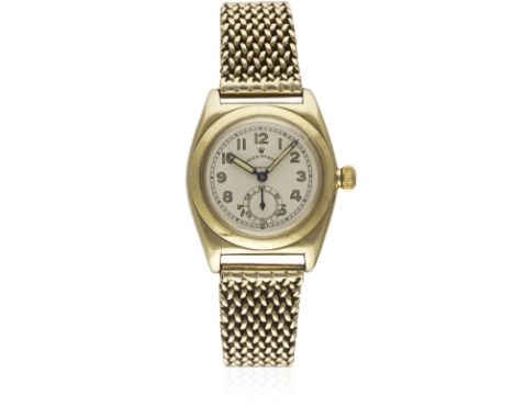 A GENTLEMAN'S 9CT SOLID GOLD ROLEX OYSTER PERPETUAL "BUBBLE BACK" BRACELET WATCHCIRCA 1939, REF. 3130Movement: Automatic, sig