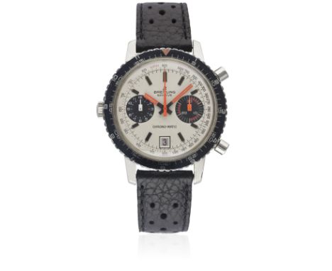 A GENTLEMAN'S STAINLESS STEEL BREITLING CHRONO-MATIC CHRONOGRAPH WRIST WATCH CIRCA 1969, REF. 2110 WITH "PANDA" DIAL, ACCOMPA