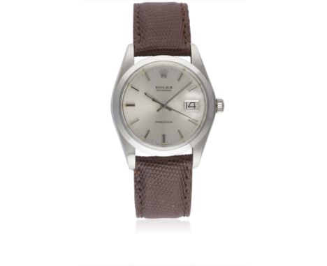 A GENTLEMAN'S STAINLESS STEEL ROLEX OYSTERDATE PRECISION WRIST WATCHCIRCA 1978, REF. 6694Movement: 17J, manual wind, cal. 122