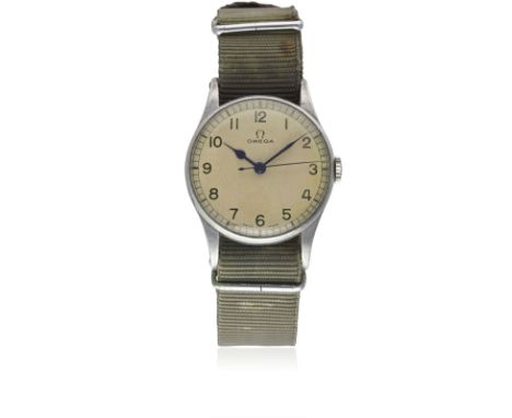 A GENTLEMAN'S BRITISH MILITARY OMEGA RAF PILOTS WRIST WATCH CIRCA 1943Movement: 16J, manual wind, cal. 30T2SC, signed Omega, 