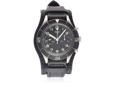 A GENTLEMAN'S STAINLESS STEEL GERMAN MILITARY HEUER "BUND" FLYBACK CHRONOGRAPH WRIST WATCH CIRCA 1970, REF. 1550 SGMovement: 