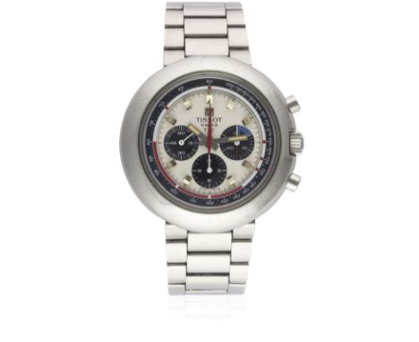 A GENTLEMAN'S STAINLESS STEEL TISSOT SUPER T12 CHRONOGRAPH BRACELET WATCH CIRCA 1971, REF. 40504Movement: 17J, manual wind, L
