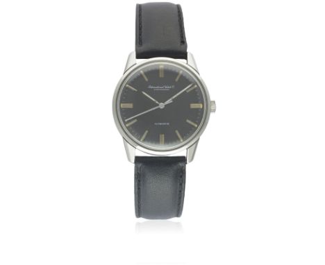 A GENTLEMAN'S STAINLESS STEEL IWC AUTOMATIC WRIST WATCH CIRCA 1960s, REF. R 810 A WITH BRUSHED GREY DIAL, ACCOMPANIED BY IWC 