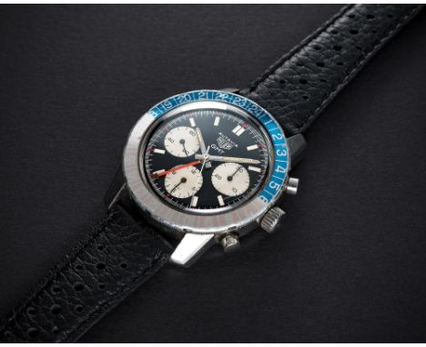 A VERY RARE GENTLEMAN'S STAINLESS STEEL HEUER AUTAVIA GMT CHRONOGRAPH WRIST WATCH  CIRCA 1968, REF. 2446C GMT FIRST EXECUTION