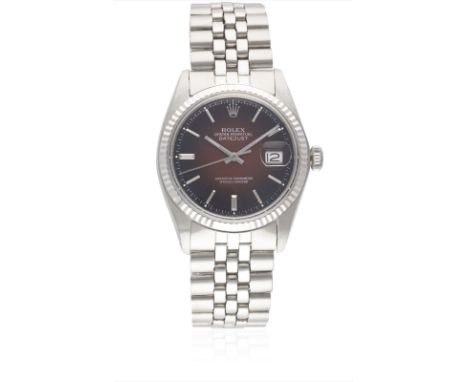 A GENTLEMAN'S STEEL & WHITE GOLD ROLEX OYSTER PERPETUAL DATEJUST BRACELET WATCHCIRCA 1972, REF. 1601Movement: 26J, automatic 