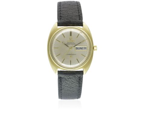A GENTLEMAN'S STEEL & GOLD OMEGA CONSTELLATION AUTOMATIC CHRONOMETER WRIST WATCH CIRCA 1968, REF. CD 168.019 WITH "LINEN" DIA