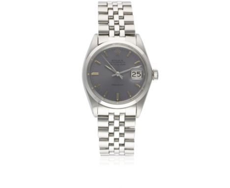 A GENTLEMAN'S STAINLESS STEEL ROLEX OYSTER PERPETUAL AIR KING DATE BRACELET WATCHCIRCA 1968, REF. 5700 / 1500 WITH GREY DIAL,