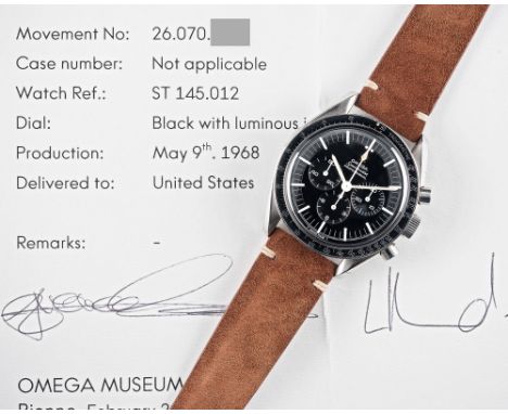 A RARE GENTLEMAN'S STAINLESS STEEL OMEGA SPEEDMASTER PROFESSIONAL "PRE MOON" CHRONOGRAPH WRIST WATCH DATED 1968, REF. 145.012