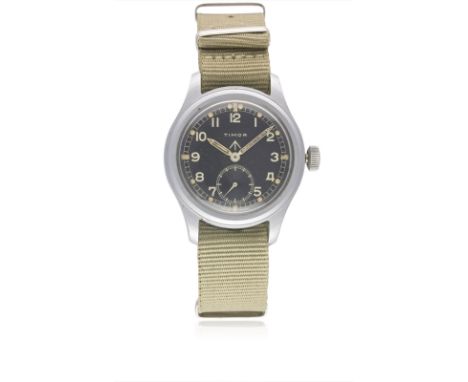 A GENTLEMAN'S STAINLESS STEEL BRITISH MILITARY TIMOR W.W.W. WRIST WATCH CIRCA 1940s, PART OF THE "DIRTY DOZEN"Movement: 15J, 