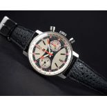 A RARE GENTLEMAN'S LARGE SIZE STAINLESS STEEL LIP CHRONOGRAPH WRIST WATCH CIRCA 1970, WITH "