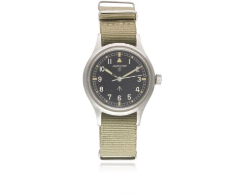 A GENTLEMAN'S STAINLESS STEEL BRITISH MILITARY HAMILTON RAF PILOTS WRIST WATCH CIRCA 1960sMovement: 17J, manual wind, hacking