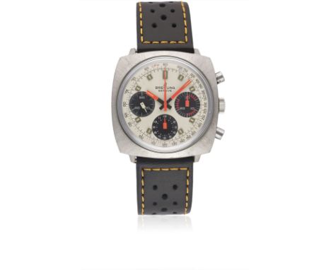 A GENTLEMAN'S STAINLESS STEEL BREITLING TOP TIME CHRONOGRAPH WRIST WATCH CIRCA 1969, REF. 814 WITH "PANDA" DIALMovement: 17J,