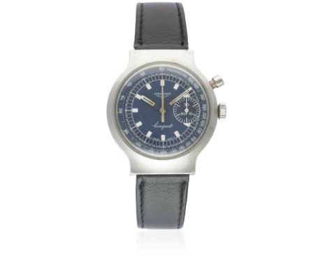 A GENTLEMAN'S STAINLESS STEEL LONGINES CONQUEST SINGLE BUTTON CHRONOGRAPH WRIST WATCHCIRCA 1972, REF. 8614 1 MADE TO COMMEMOR