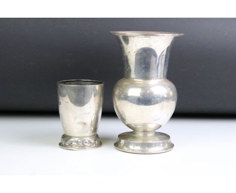 Two Continental .830 silver trophies, one goblet and one vase, both marked .830S with maker marks. 