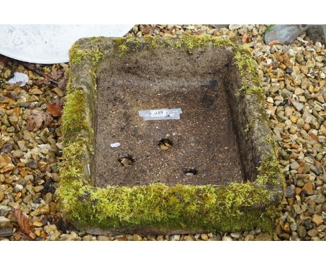 Composite Stone Weathered Garden Trough / Planter, 60cm x 47cm x 12cm high 