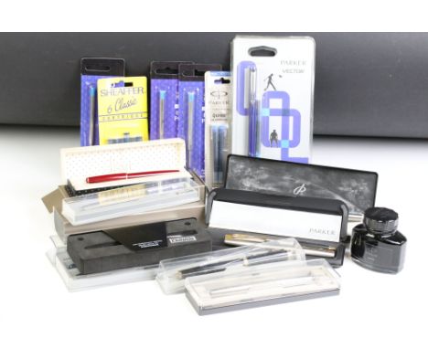 A collection of cased Parker pens to include Fountain and Rollerball examples. 