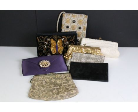 A collection of modern and vintage ladies clutch / hand bags. 