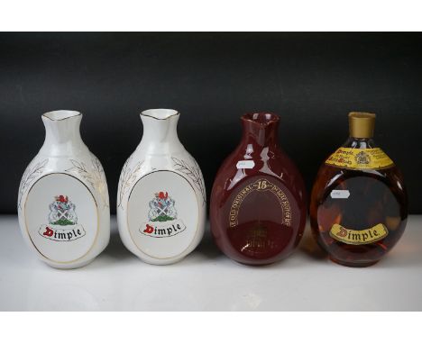 Bottles of Haig's Dimple Scotch Whisky together with Castle Ceramic Dimple Water Jug, 22cm high together with Two similar Dim