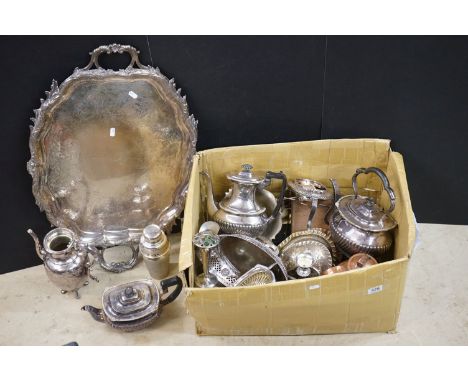 Good lot of Silver Plated Items including a Large Oval Tray with foliate rim, Mappin &amp; Webb Five Piece Tea Service includ