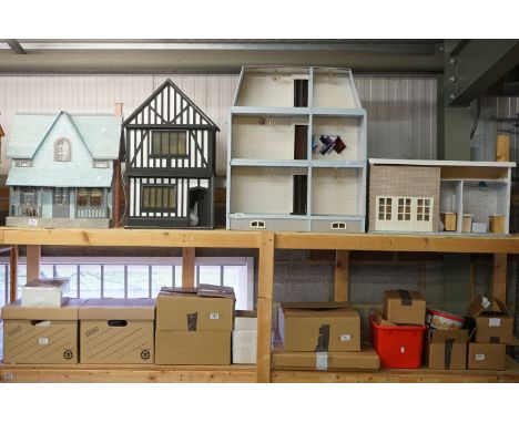 Doll's Houses and Accessories - Eight Scratch and Kit Built Doll's Houses / Buildings together with a Flat pack Doll's Villag