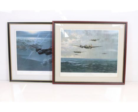 Gerald Coulson, Two Signed Limited Edition Military Aircraft Prints including ' Night of the Hunter ', also signed by Lady Ai