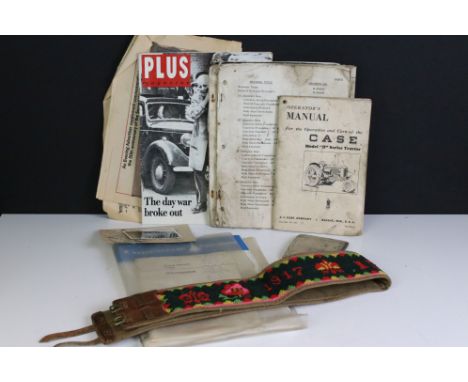 A group of mixed collectables to include vintage Concorde fact sheets, Farming ephemera and a cigarette case. 